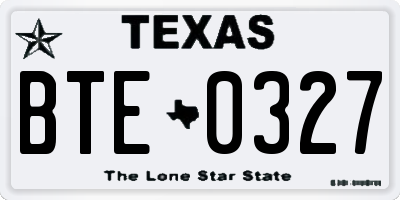 TX license plate BTE0327