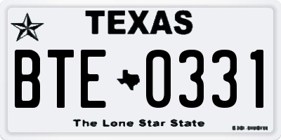 TX license plate BTE0331