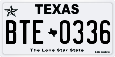 TX license plate BTE0336