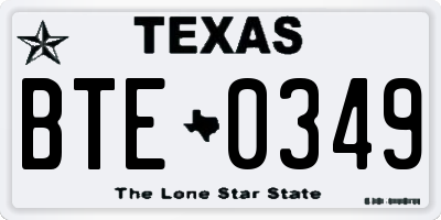 TX license plate BTE0349