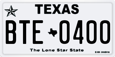 TX license plate BTE0400