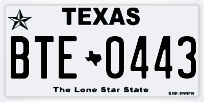 TX license plate BTE0443