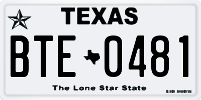 TX license plate BTE0481