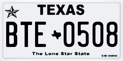 TX license plate BTE0508