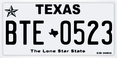 TX license plate BTE0523