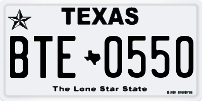 TX license plate BTE0550