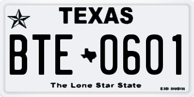 TX license plate BTE0601