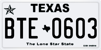 TX license plate BTE0603
