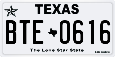 TX license plate BTE0616