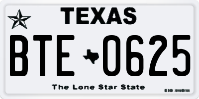 TX license plate BTE0625