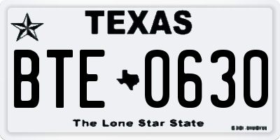 TX license plate BTE0630
