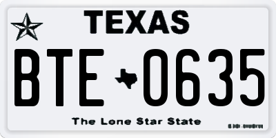 TX license plate BTE0635