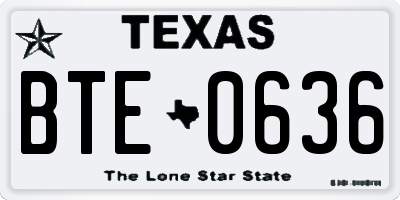 TX license plate BTE0636