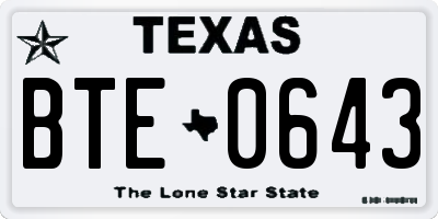 TX license plate BTE0643