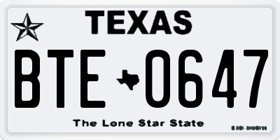 TX license plate BTE0647