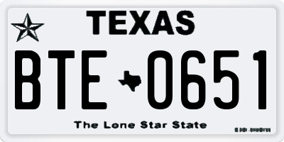 TX license plate BTE0651