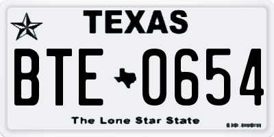 TX license plate BTE0654