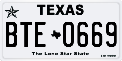 TX license plate BTE0669