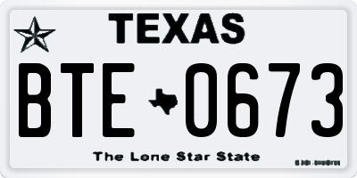 TX license plate BTE0673