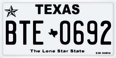 TX license plate BTE0692