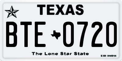 TX license plate BTE0720