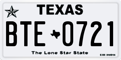 TX license plate BTE0721