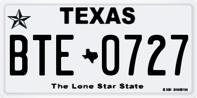 TX license plate BTE0727