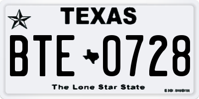 TX license plate BTE0728
