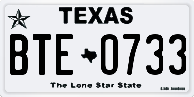TX license plate BTE0733