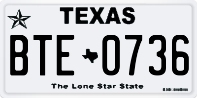TX license plate BTE0736