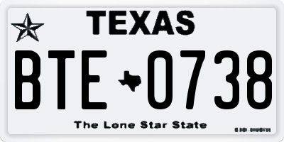 TX license plate BTE0738