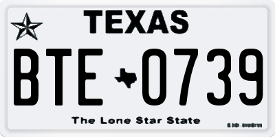 TX license plate BTE0739
