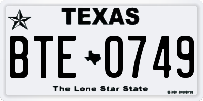 TX license plate BTE0749