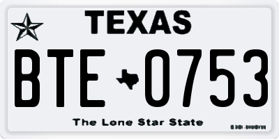 TX license plate BTE0753