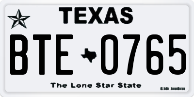 TX license plate BTE0765