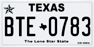 TX license plate BTE0783