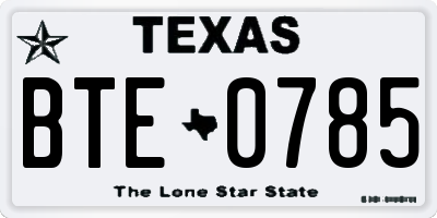 TX license plate BTE0785