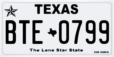 TX license plate BTE0799