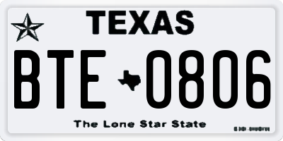 TX license plate BTE0806