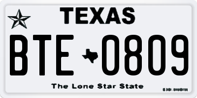 TX license plate BTE0809