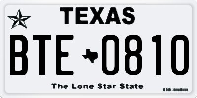 TX license plate BTE0810
