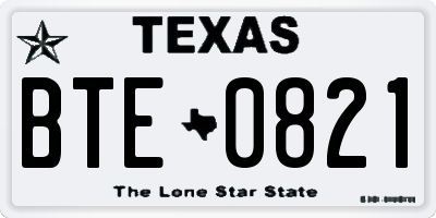 TX license plate BTE0821