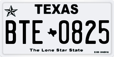 TX license plate BTE0825