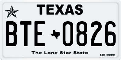 TX license plate BTE0826