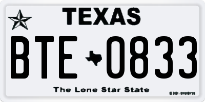 TX license plate BTE0833
