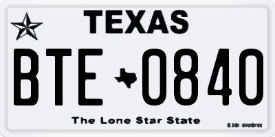 TX license plate BTE0840