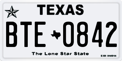 TX license plate BTE0842