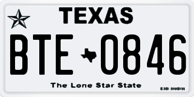 TX license plate BTE0846