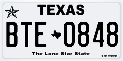 TX license plate BTE0848