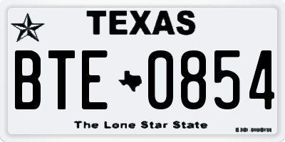 TX license plate BTE0854
